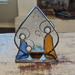 🕯 ​Stained Glass Nativity Scene Figurine Holy Family Christmas Decor